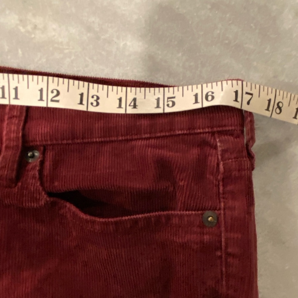 J. Crew Size 10 Burgundy Cotton Stretch Zip Up Straight Leg Corduroy Pants - Picture 6 of 10